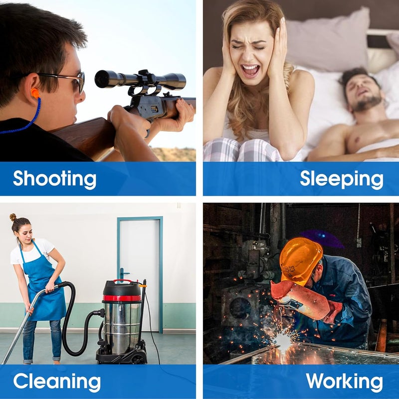 AZEN 110 Pairs Silicone Ear Plugs, Reusable Earplugs for Noise Reduction, 25dB NRR Corded Ear Plug for Sleeping Noise Cancelling, Ear Plug with String Individual Packing - Image 5